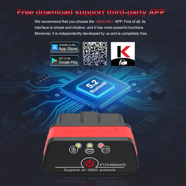 2026 KONNWEI KW901 ELM 327 Obd2 V1.5 Bluetooth 5.0 Car OBD2 Scanner Android/IOS Car Diagnostic Tool Code Reader pk Vgate ICAR2