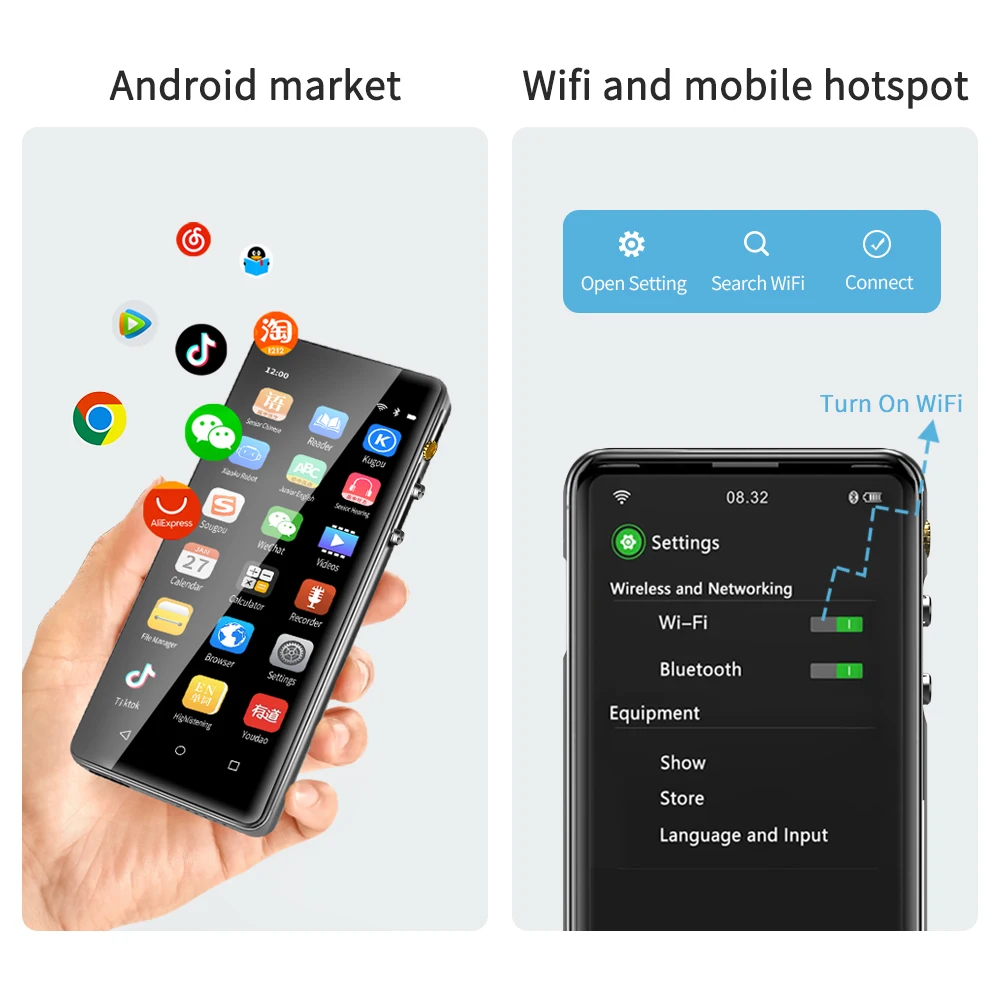 Deelife WIFI MP4 Player Touch Bluetooth Android MP3 Music Play MP 4 mp4 player music player mini media player
