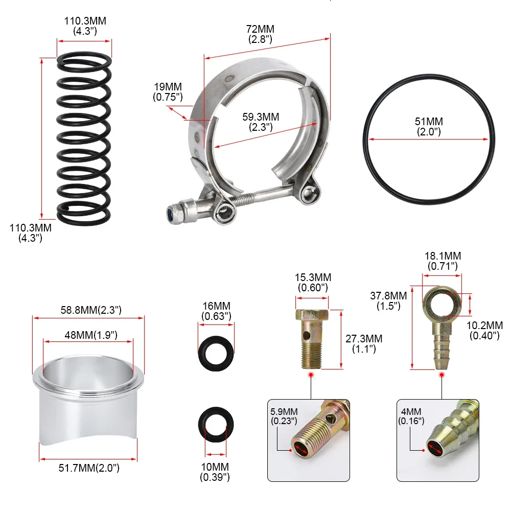 Blow Off Valve Adaptor RESO Universal 50mm V-Band Blow Off Valve BOV Q Typer With Weld On Aluminum Flange 35 PSI With Logo