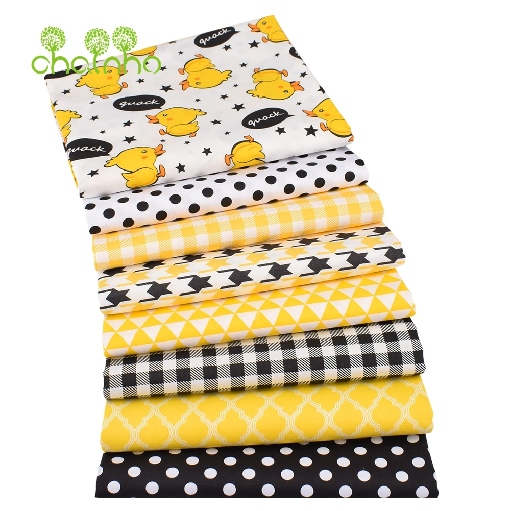Chainho,Printed Twill Weave Cotton Fabric,Patchwork Cloth,DIY Sewing Quilting Material,Little Duck Series,2 Specification,CC216