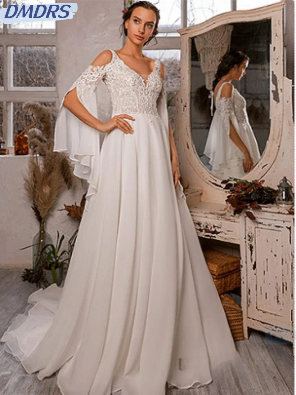 

Elegant Off The Shoulder Dress For Bride Classic Appliques Sequins Bridal Gown Simple A-line Long Wedding Dress Robe De Mariée