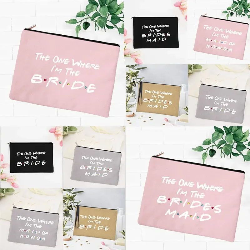 

Bride Makeup Cosmetic Bag Pink Makeup Pouch Ladies Bridesmaid Gift Organizing Bags Outdoor Travel Bachelor Party Lipstick Bag