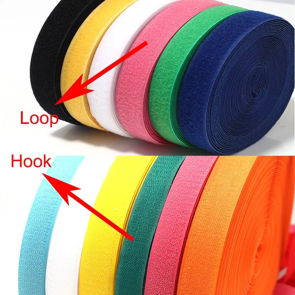 Colorful Non-adhesive Fastener Tape Reusable Hook and Loop Magic Nylon DIY Sewing Craft Accessory Supplies 5Meter/Pair 20mm Wide
