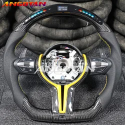 Leather Carbon Fiber Car Steering Wheel For BMW M2 M4 M3 M5 1 2 3 4 5 6 7 Series X1 X2 X3 X4 X5 X6 LED Shift Light Sport Wheel