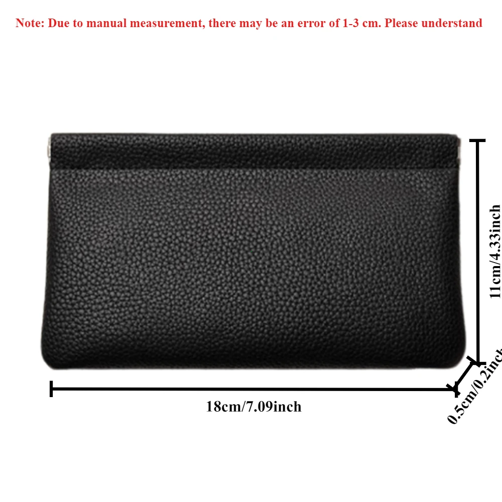 Self-closing First-layer Genuine Cowhide Long Wallet Passport Driver's License Document Holder Data Cable Cosmetic Bag Storage