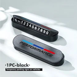 BMW Suede Car Temporary Phone Number Plate Parking Accessory (Black - 1PCS)