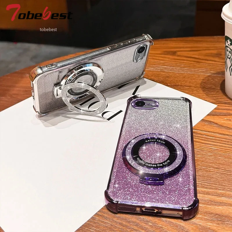 Shockproof Glitter Plating Case with Magsafe and Bead Bracelet Holder