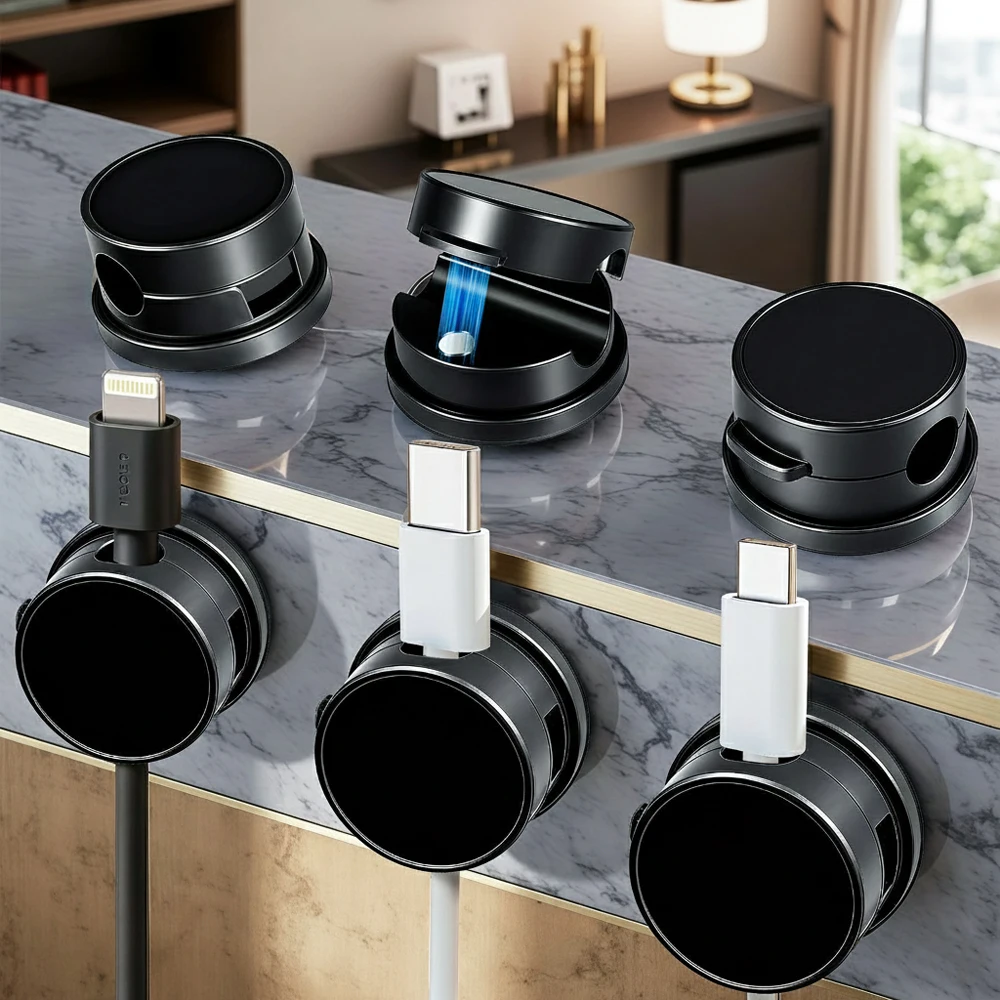 Magnetic Cable Clips - Adjustable Cord Management and Organizer (6-Pack)