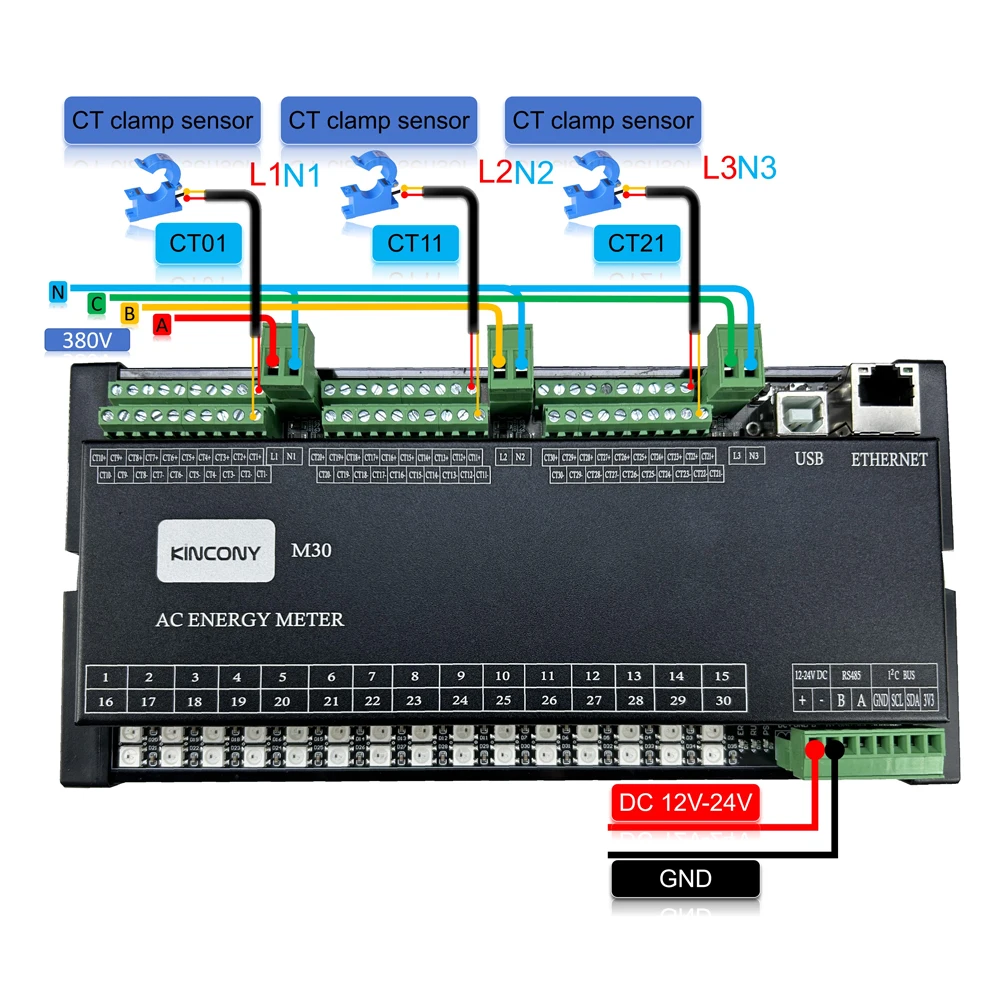 KC868M30ESP32ESPHome30CHCTClampEnergyMonitor3CHZMPT101B