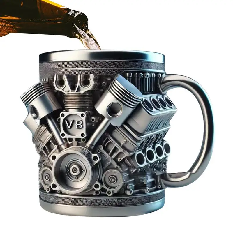 Stainless Steel Engine Design Coffee Mug