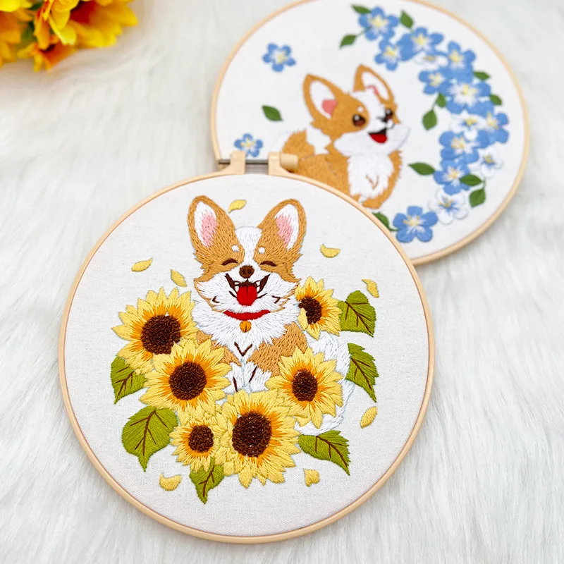 Cat Dog Embroidery Kit with Pattern and Instructions for Beginners Starters Embroidery Kit for Craft Lover Handy Stitch DIY