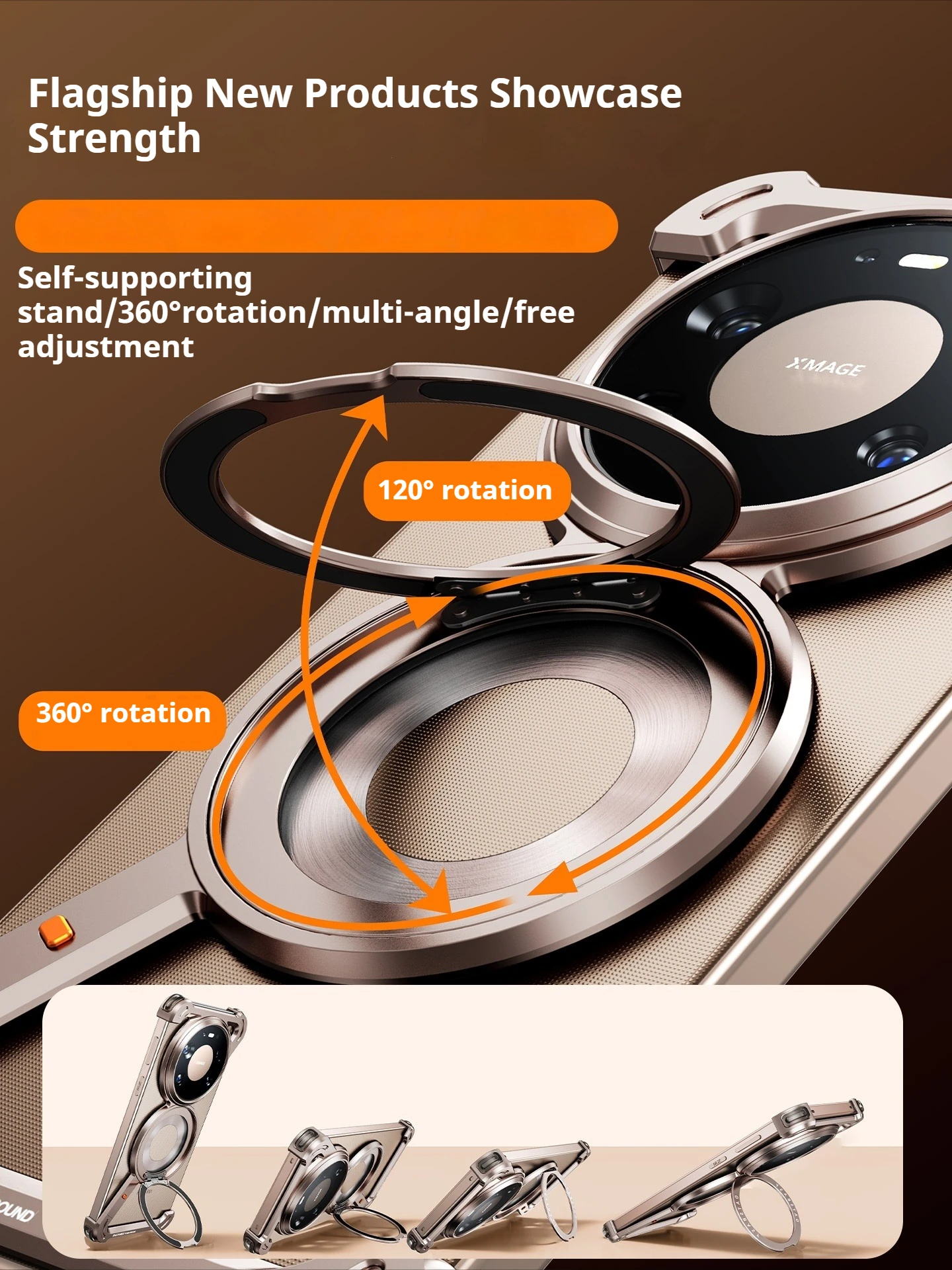 Eary Metal Phone Case with 360° Rotating Magnetic Kickstand and Shockproof Protection