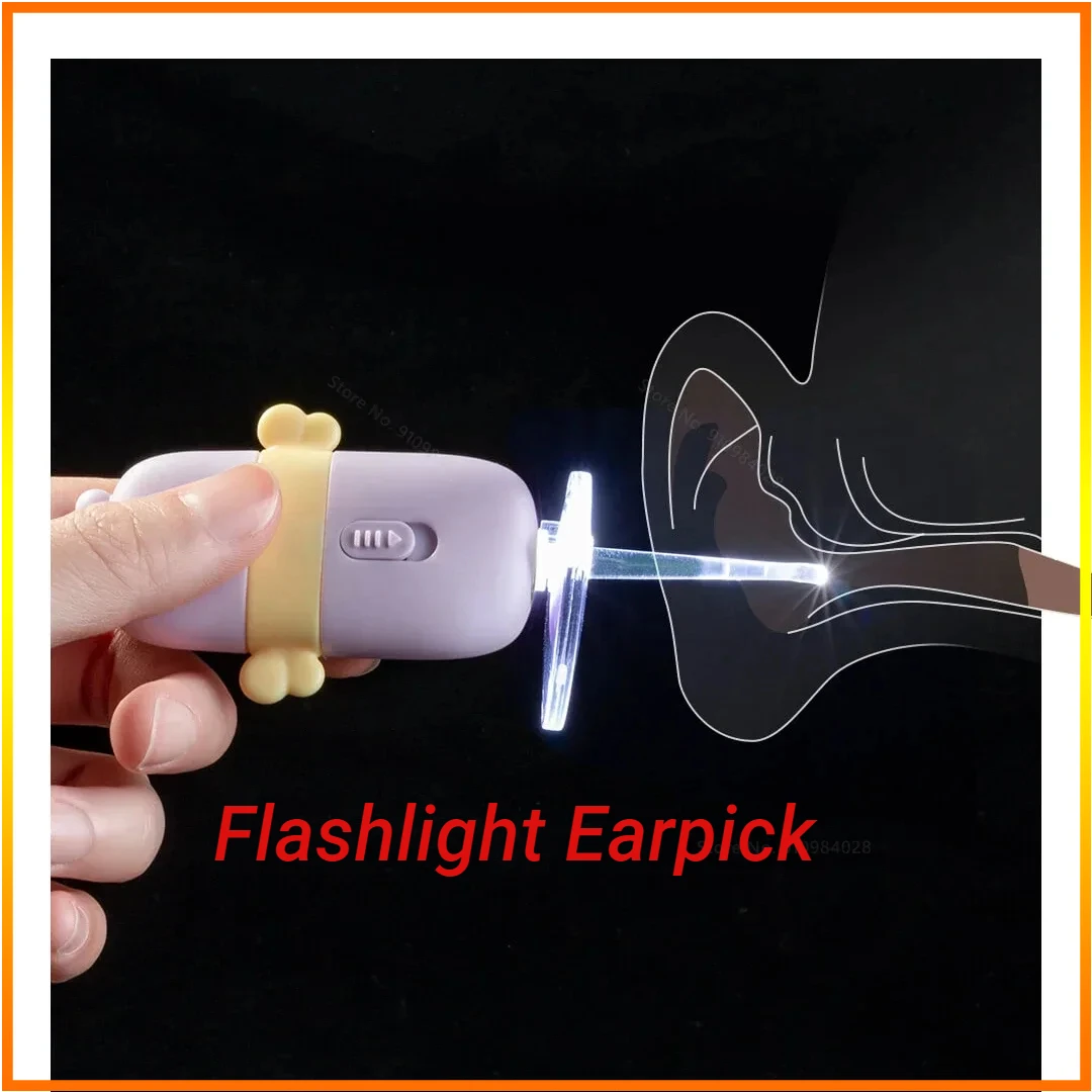 Ear Wax Remover Ear Wax Picker Ear Wax Cleaner Ear Scooper LUSN Cartoon Baby Ear Cleaner Earwax Removal Tool Flashlight Earpick Ear Cleaning Luminous Curette Light Spoon for Children