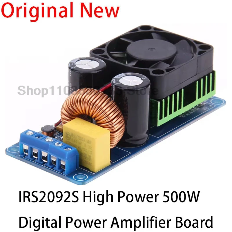 Carte Ampli Numérique IRS2092S 500W Mono Classe D + Ventilateur - Neuf