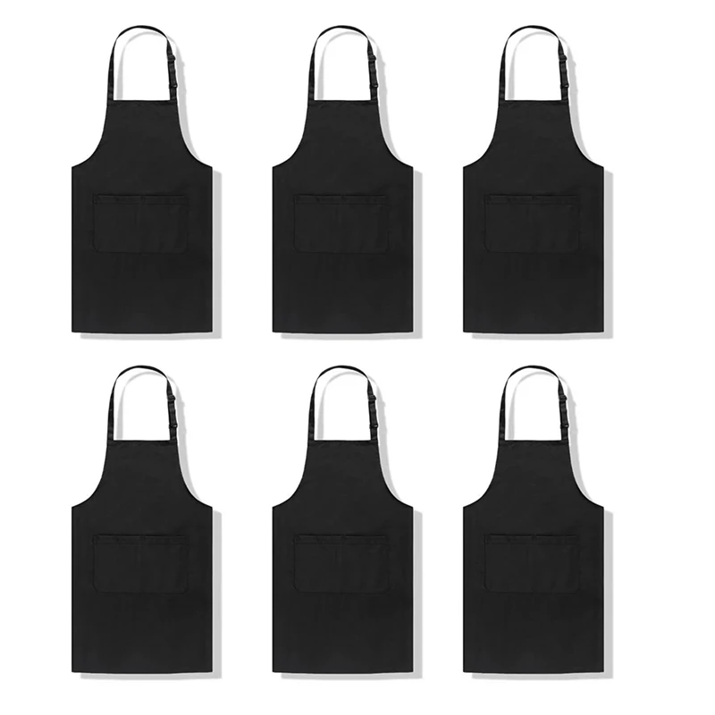 

6Pack Adult Apron With 2 Pockets Adjustable Art Apron For Cooking Baking Painting Crafting Grilling Activity
