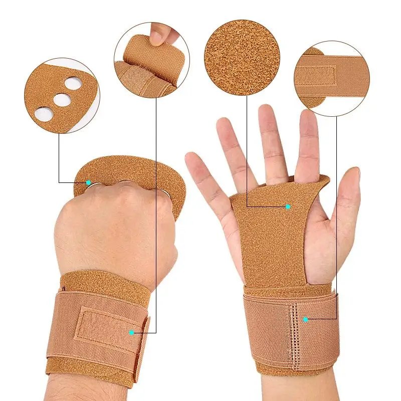 1 Paar Gymnastik-Griffbänder, Klimmzug-Griffriemen, Hebestraps, Handflächenschutz, Handgelenkbandagen, Rindsleder-Handschuhe, Sporthandschuhe – Detail 2