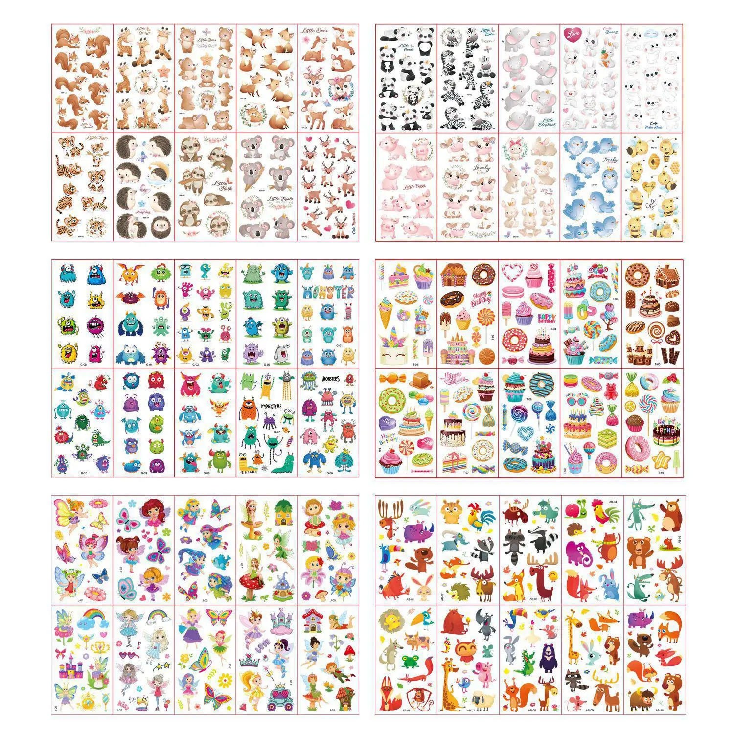 10Pcs/set Waterproof DIY Cartoon Fake Tattoo Stickers Cute Unicorn Animals Car Dinosaur Fish Temporary Tattoo Stickers Gift tattoo sticker,temporary tattoos