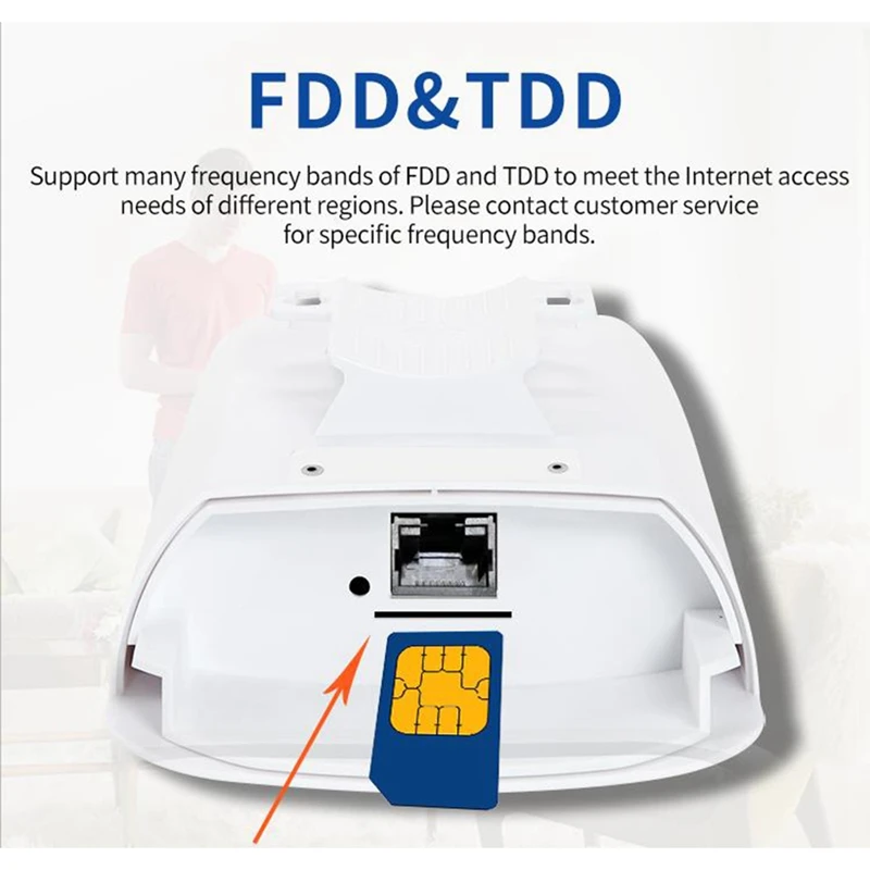 야외 4G 무선 라우터, IP65 방수, 4G CPE, 300Mbps, 지지대 POE 전원 공급 장치, SIM 카드 슬롯 포함