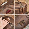 NASVA Genuine Leather Men's Multifunctional Bag Vintage Backpack Crossbody Handbag Tote Cylinder Bag 5