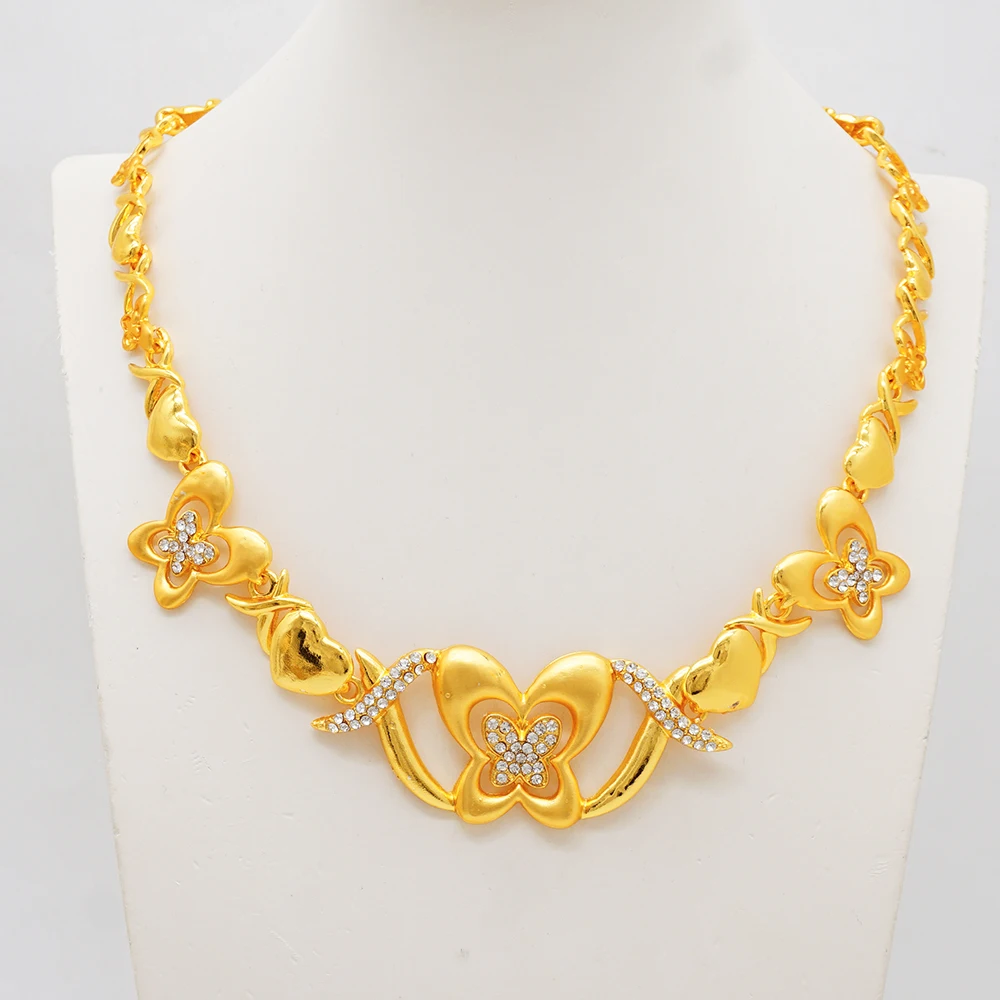 Afrika Luxus-Schmuckset in Goldfarbe, geeignet für Frauen, Hochzeit, Party, Bankett, Geschenke, Halskette, Ohrringe, Anhänger, Ring-Set – Detail 7