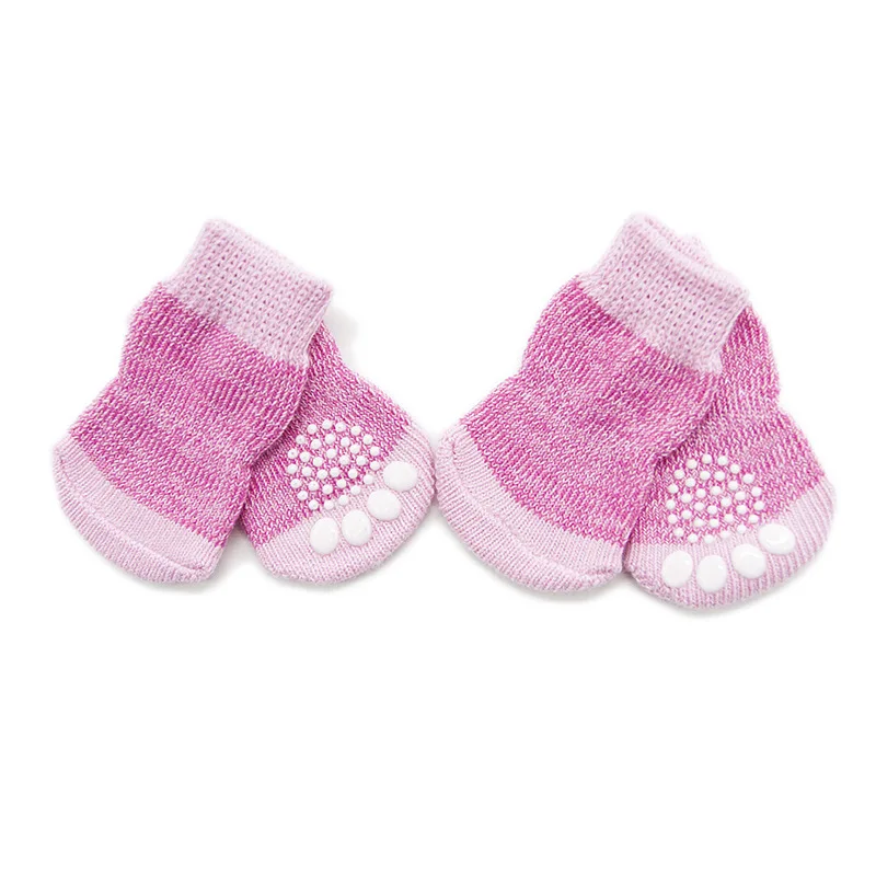 Small Medium Dog Cat Socks Floral Design 4pcs/Set Soft Indoor Shoes Autumn/Winter for Pet Puppy 3