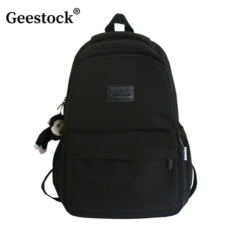 

Geestock New Women's Backpack Travel Bag Multi-pocket Mochilas High Quality Schoolbag for Teenage Girl Solid Color Book Knapsack