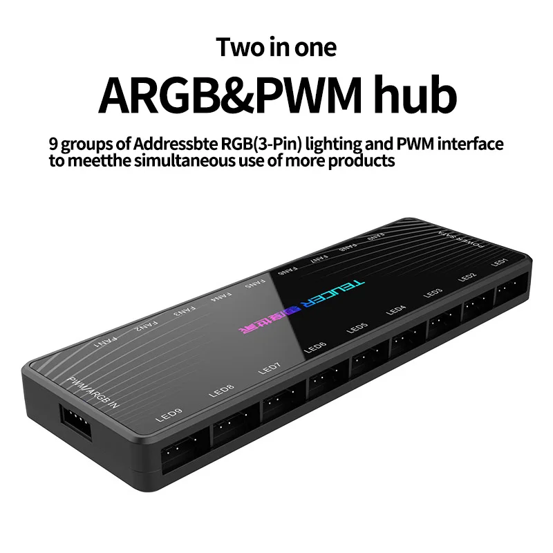 Teucer-pwm e Argb Hub Splitter Adaptador Argb Endereçável Interface Sata Concentrador para Ventilador a Pinos Pinos - Imagem 2