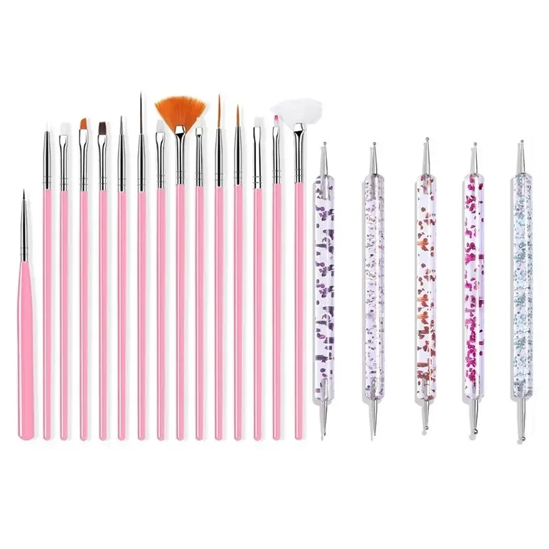 5/20Pcs Nail Art Brush Design Tip Painting Drawing Carving Dotting Pen Professional Nail Brushes Set Nail Art Manicure Tools 2