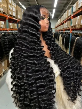 30 Inch Loose Deep Wave 13x6 360 HD Lace Front Wigs Human Hair 220 Density Brazilian Curly 4x4 Lace Closure Wig Preplucked 1