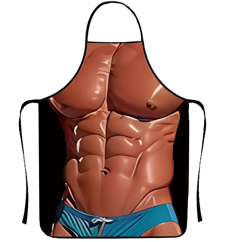 Lustige Schürze – Digitaldruck-Muskelmann-Muster, sexy Damen-Antifouling zum Kochen/Hausreinigung/Party – Detail 9