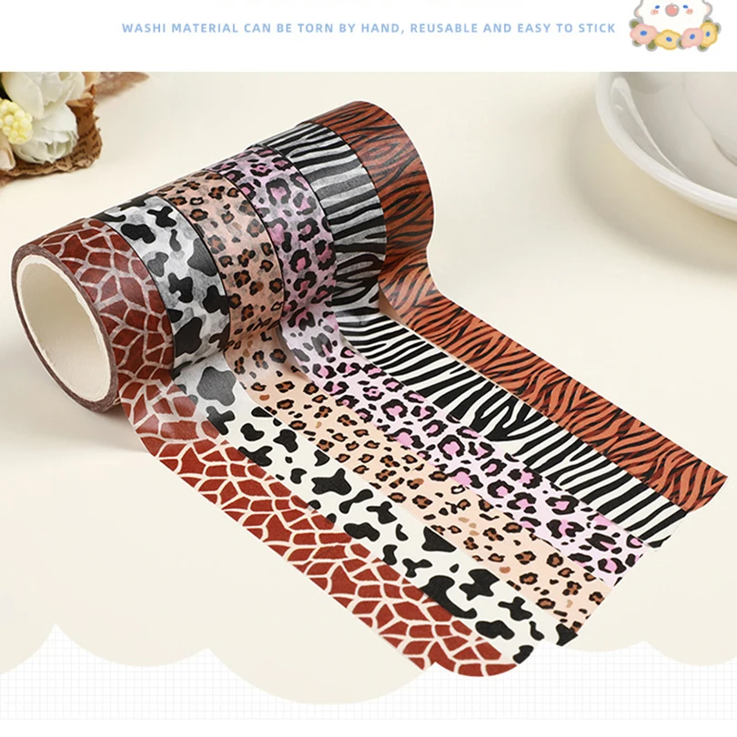 6Rolls Washi Tape School Supplies Masking Tape Animal Texture Scrapbooking 5m Journal Kawaii Stationery Decorative Adhesive Tape 6