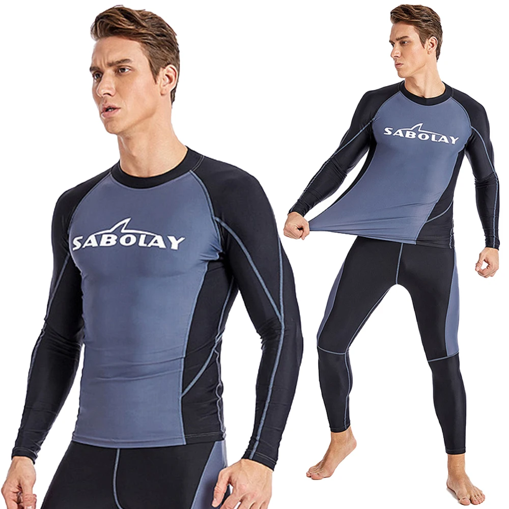 

2023 New Men's Quick Dry Split Swimwear Long Sleeve Surfing Beach Sunscreen Top Water Sports Swimming Sailing Diving Surfing Top