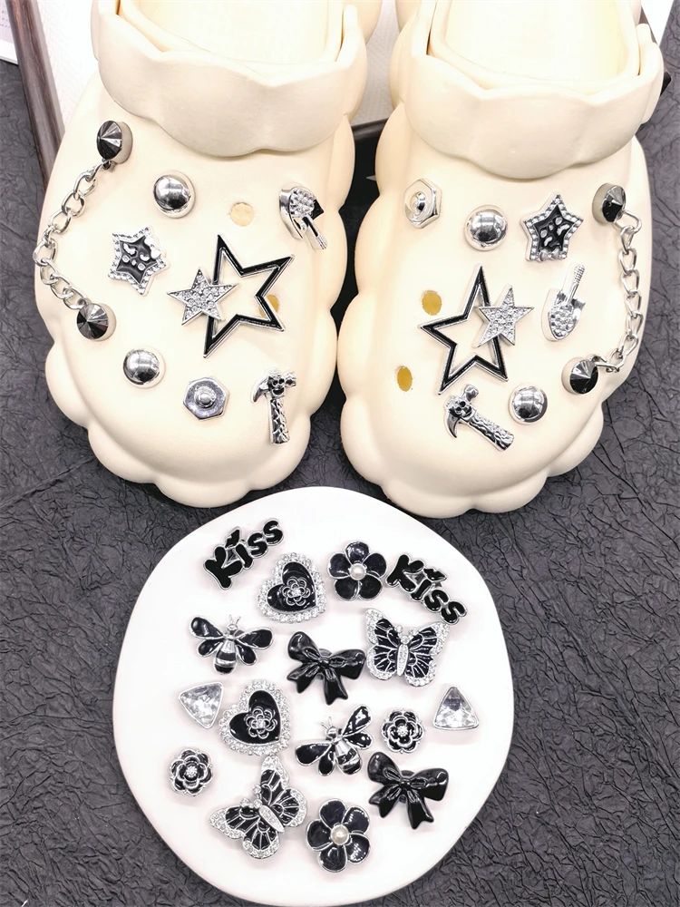 16-teiliges Retro-Schmetterlings- und Bienen-Schuh-Charms-Set: DIY-Ketten-Dekorationen, Blumen- und Stern-Clog-Schuh-Schnallen-Accessoires, lustige Schleifen-Schuhclips – Detail 2