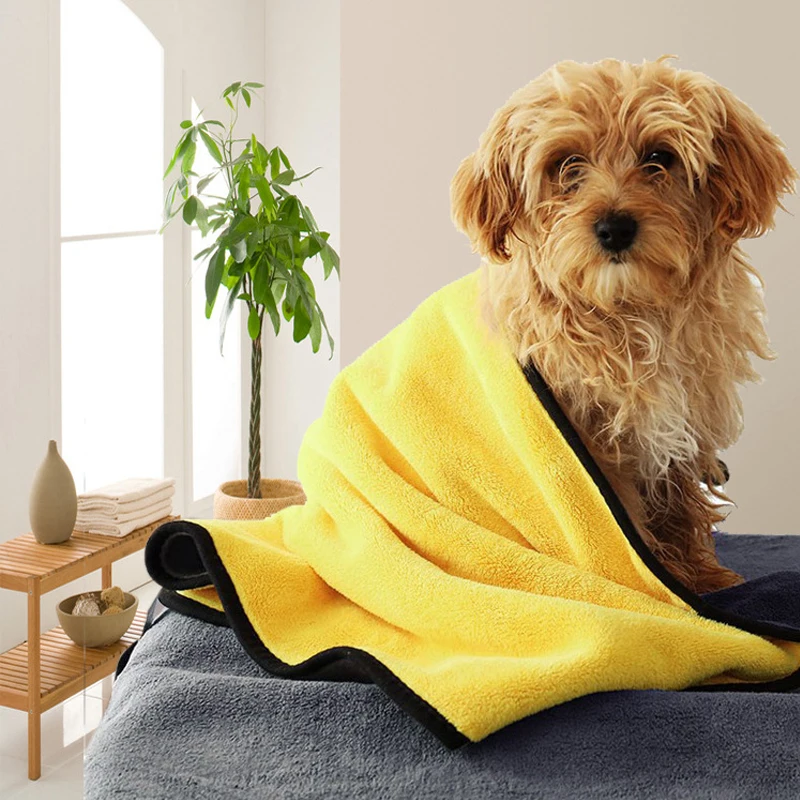 Coral velvet pet towel for cat absorb water dogs and cats bath towels not easy to shed hair keep warm comfortable pet bath towel