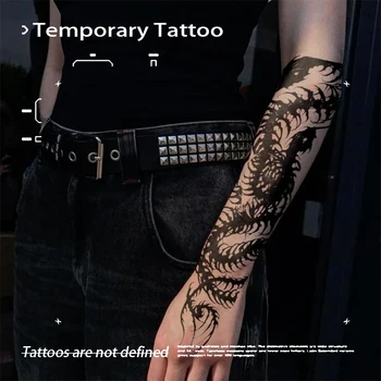 Temporary Tattoos Fake Tatto for Women Men Waterproof Dark Gothic Skull Snake Herbal Juice Tattoo Sticker Fancy Toys Stickers 1