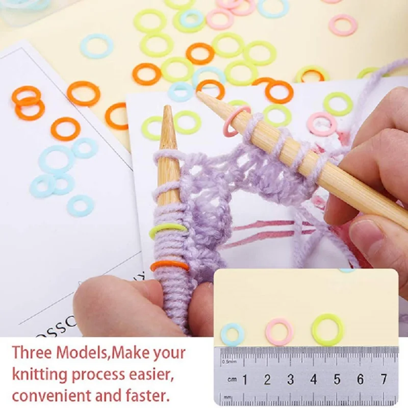 Knitting Stitch Markers Rings 180/220Pcs Colorful Knitting Crochet Locking Rings with Portable Storage Box for Sewing Handcrafts