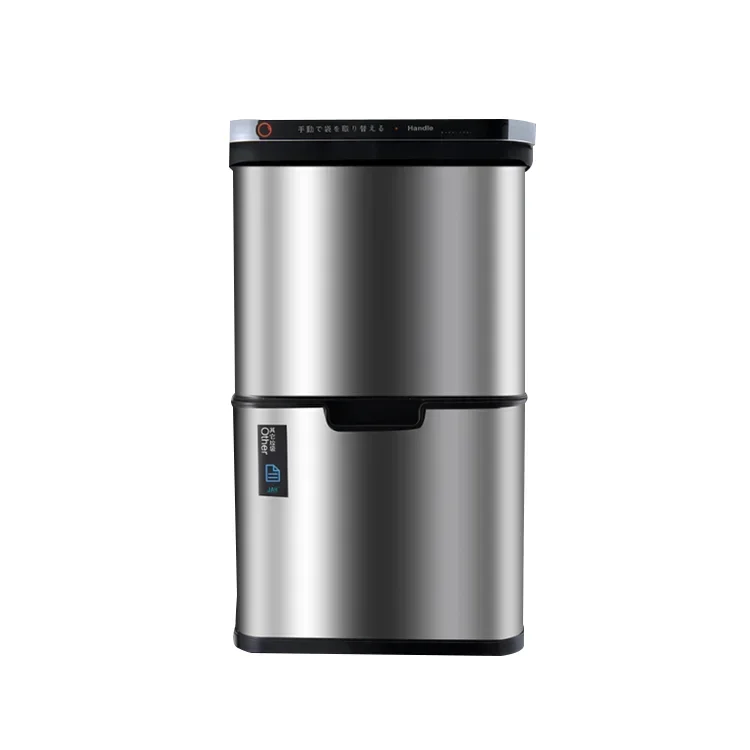 40L+40L Wholesale Large Capacity Automatic Intelligent Classification Stainless Steel Trash Cans Trash Can Compactor 2