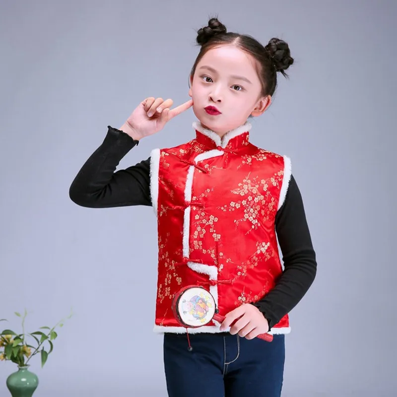 Kids Chinese Clothes Chinese Traditional Clothes For Children New Year Vest Girl Tang Dragon Phoenix Cheongsam Top Kids Qipao Hanfu Blouse Boy