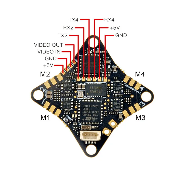 HappyModel CrazyG473 V1.0 AIO Контроллер полета 5 в 1 со встроенным UART ELRS и 5,8G OpenVTX для 65 мм 1S Micro FPV thumbnail 5