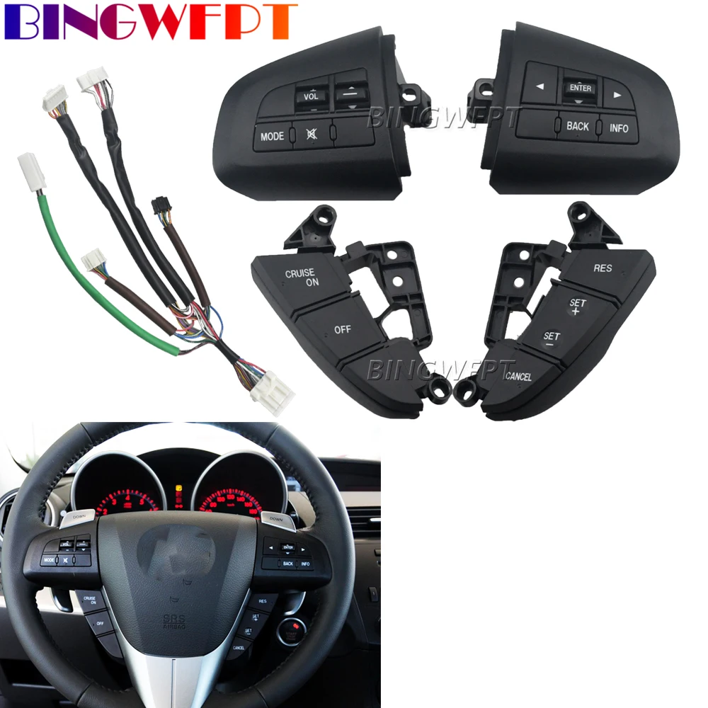 

With Red Backlight For Mazda 3 BL 2010 CX-5 CX5 CX-7 CX7 Original Multifunction Steering Wheel Button Cruise Control Switch