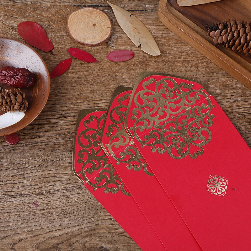 10 Pcs Chinese Red Envelopes 2023 New Year Money Packing Bag Gold Stamping Emboss Hongbao Spring Festival Red Packets Decoration 3
