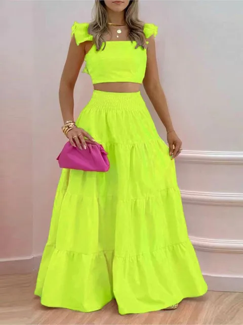 Summer Commuting Mid-waist Sexy Exposed Waist Suspender Skirt Fashion Set Women's Elegant Temperament Slim Casual Two-piece Set 5 Summer Commuting Mid-waist Sexy Exposed Waist Suspender Skirt Fashion Set Women's Elegant Temperament Slim Casual Two-piece Set 5