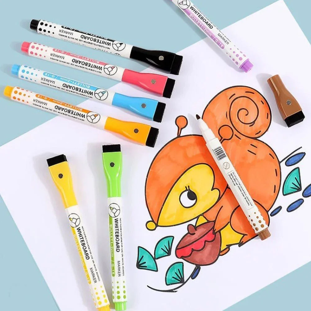 마그네틱 화이트보드 펜, 세척 가능 마커, 그래피티 건식 지우기 펠트 지우개, 지우개 포함, 8 개