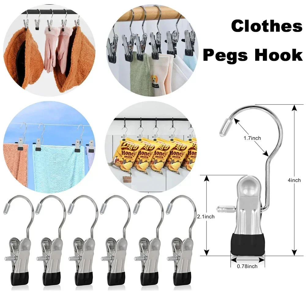 Stainless Steel Clothespins Laundry Clothes Pegs Hook Portable Hanging Clothes Clip Wardrobe Organizer Hanger 10-100pcs
