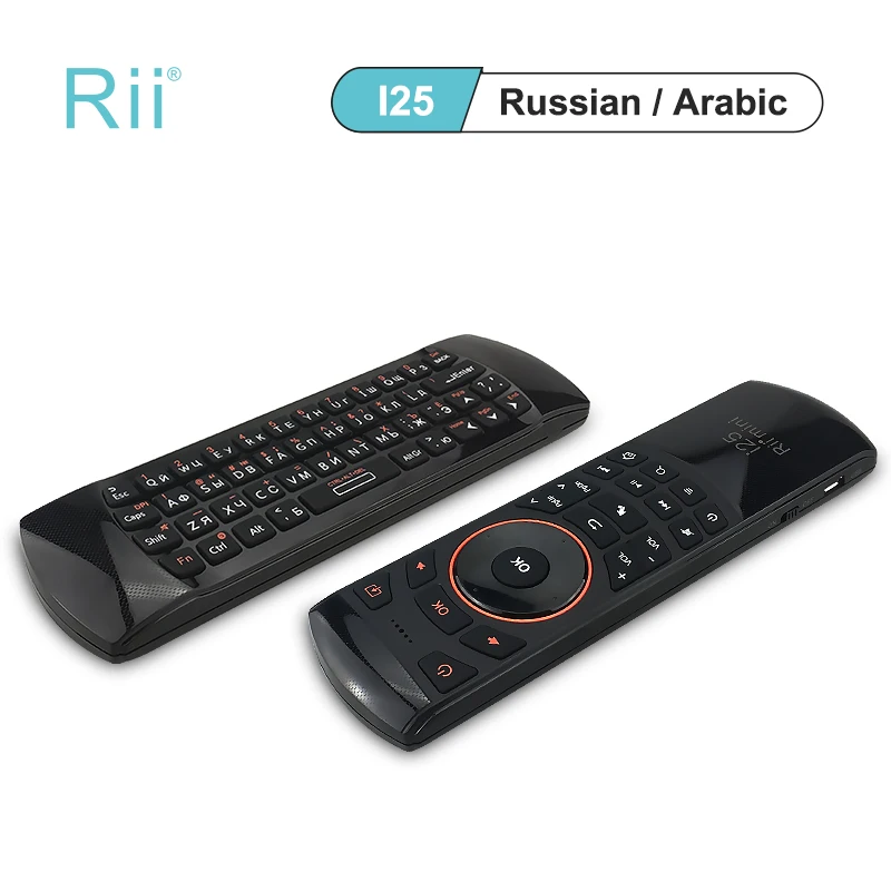 Rii I25 Russo Árabe 2.4g Mini Wirless Teclado Voar ar Mouse Controle Remoto para pc Htpc Iptv Inteligente Android Google Caixa de tv