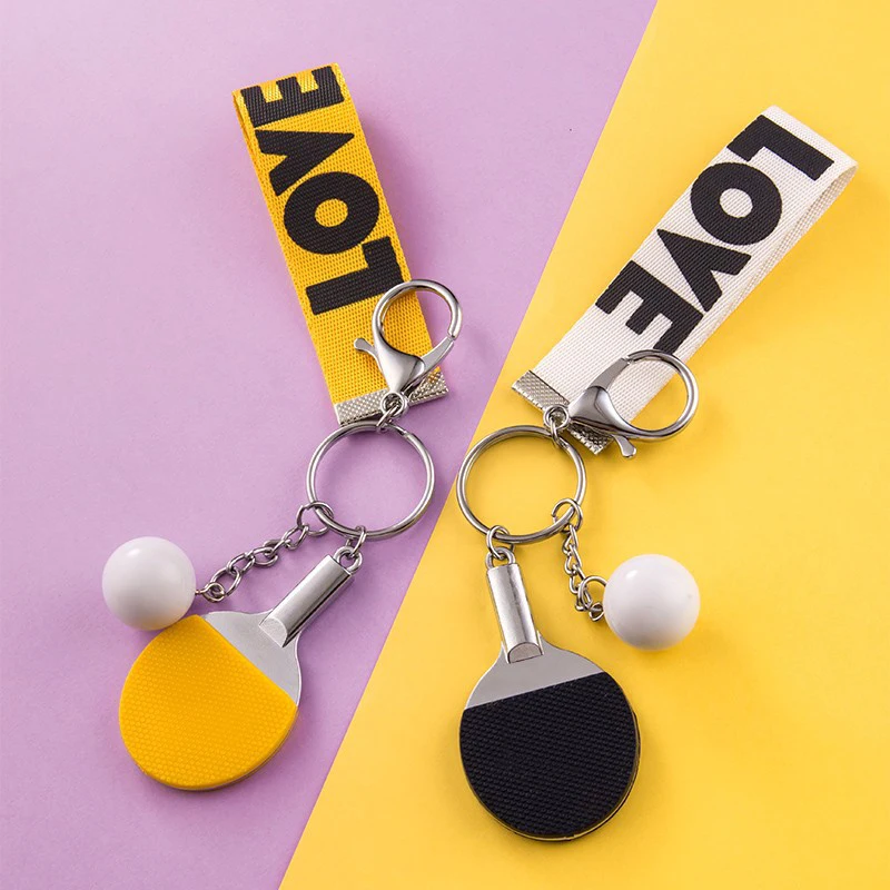 Description Picture 4 of itemPing Pong Ball Key Chain Table Tennis Keychain Racquet Keyring Racket Ring Bag Pendant Decoration Souvenir Gift