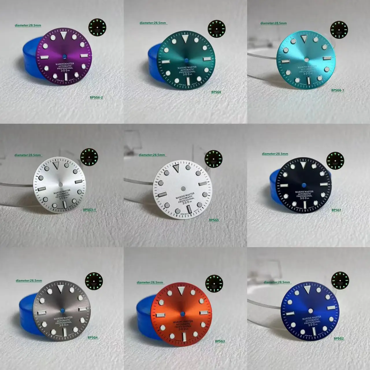 28.5mm Modified SUB Green Luminous Sun Patterned NH35 NH36 s Dial Watch Accessories Watch Sub S Dial
