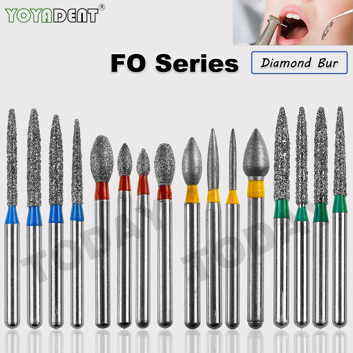 FO 타입 다이아몬드 버, 고속 연마 도구, FG 직경 1.6mm, 팩당 10 개