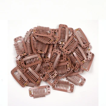 24 fermagli per capelli da 32 mm per estensioni dei capelli, clip a scatto per donne, clip per pettine per parrucca in metallo per estensioni dei capelli