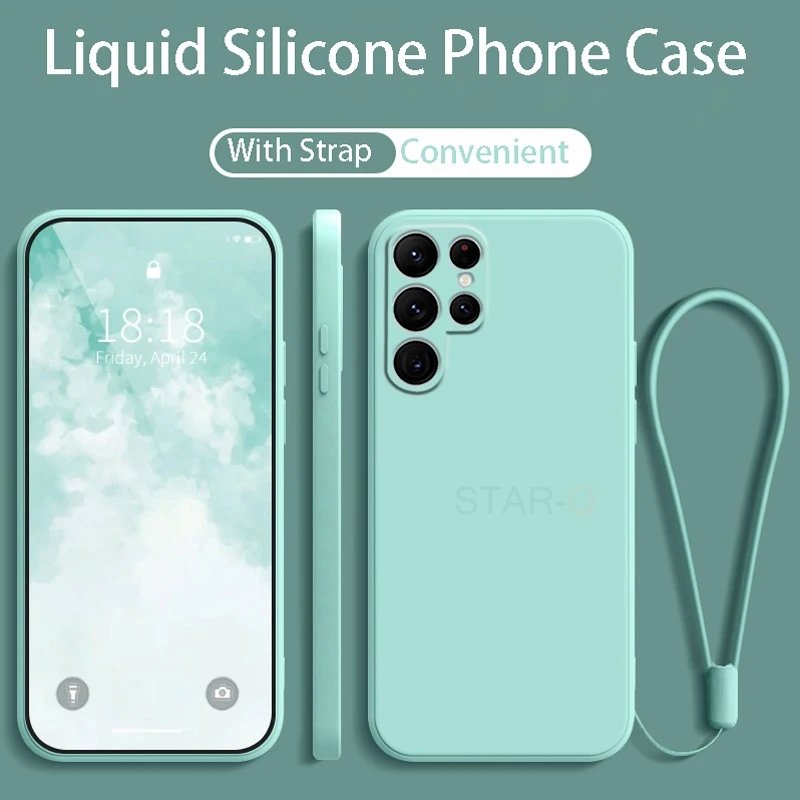Enhanced Liquid Silicone Phone Case with Lanyard Back Cover - Original Strap